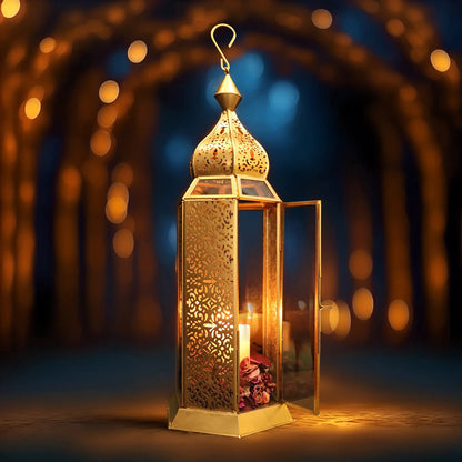 Jodhpur Hexilgree lantern Light in Antique Gold