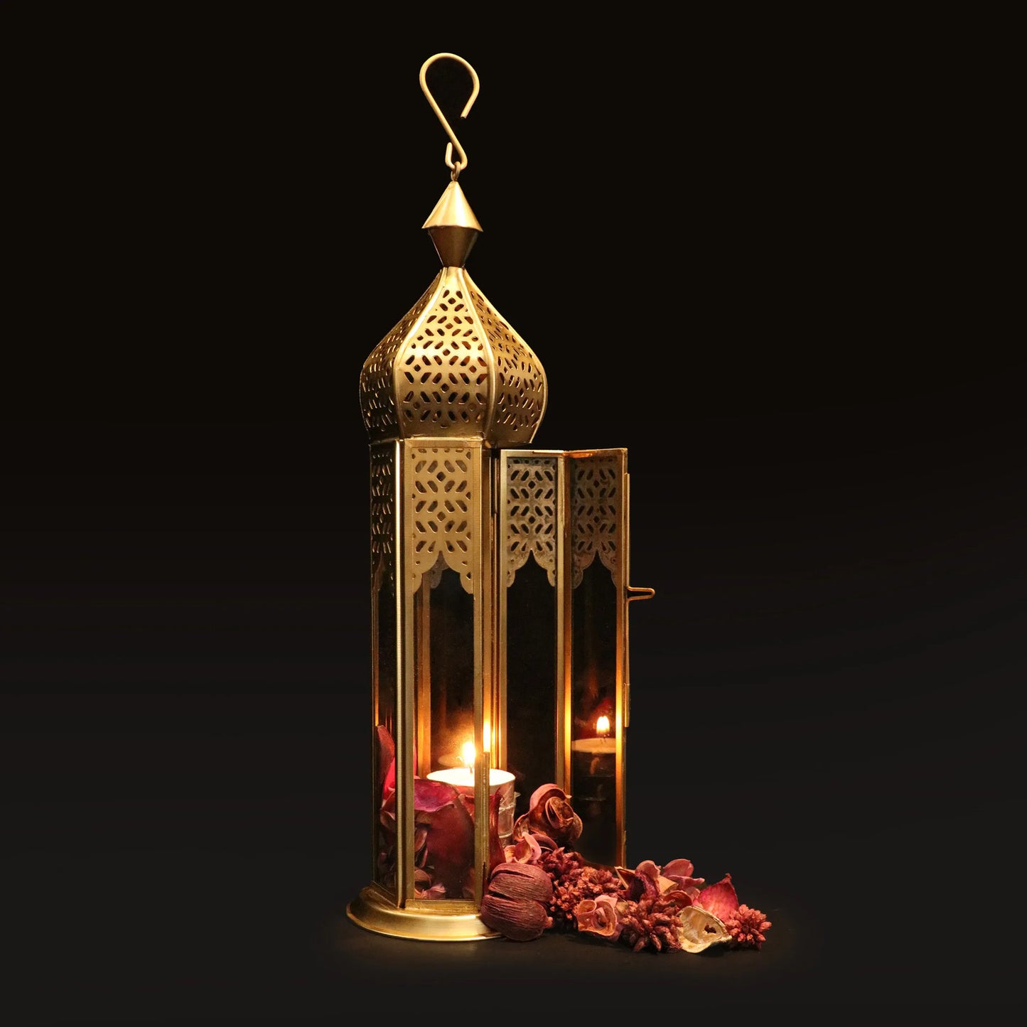 Arabian Tower Metal Lantern Light in antique gold - GL-4440B-BR