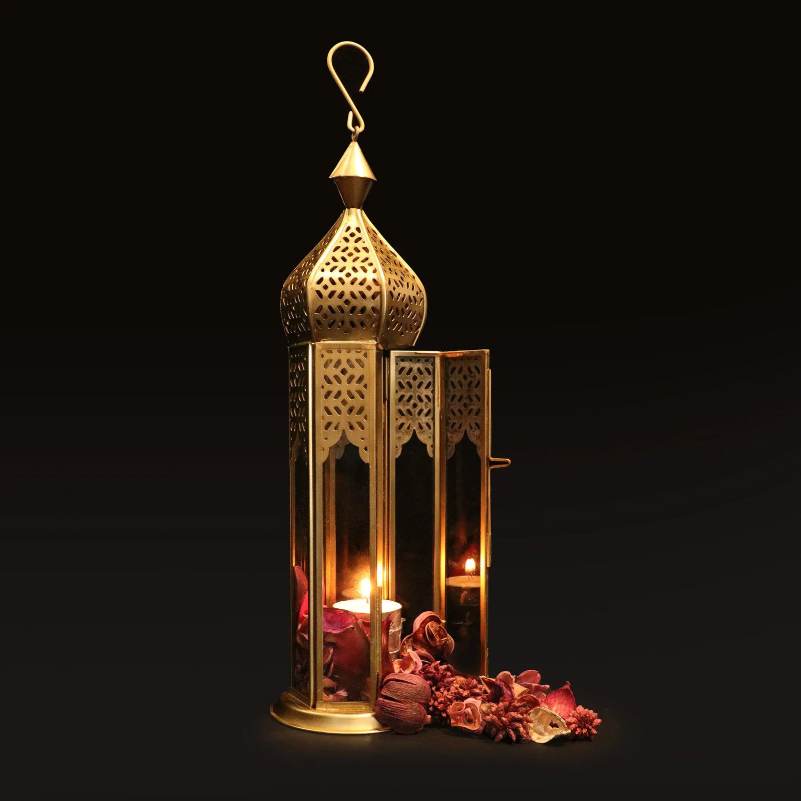 Arabian Tower Metal Lantern Light in antique gold - GL-4440B-BR