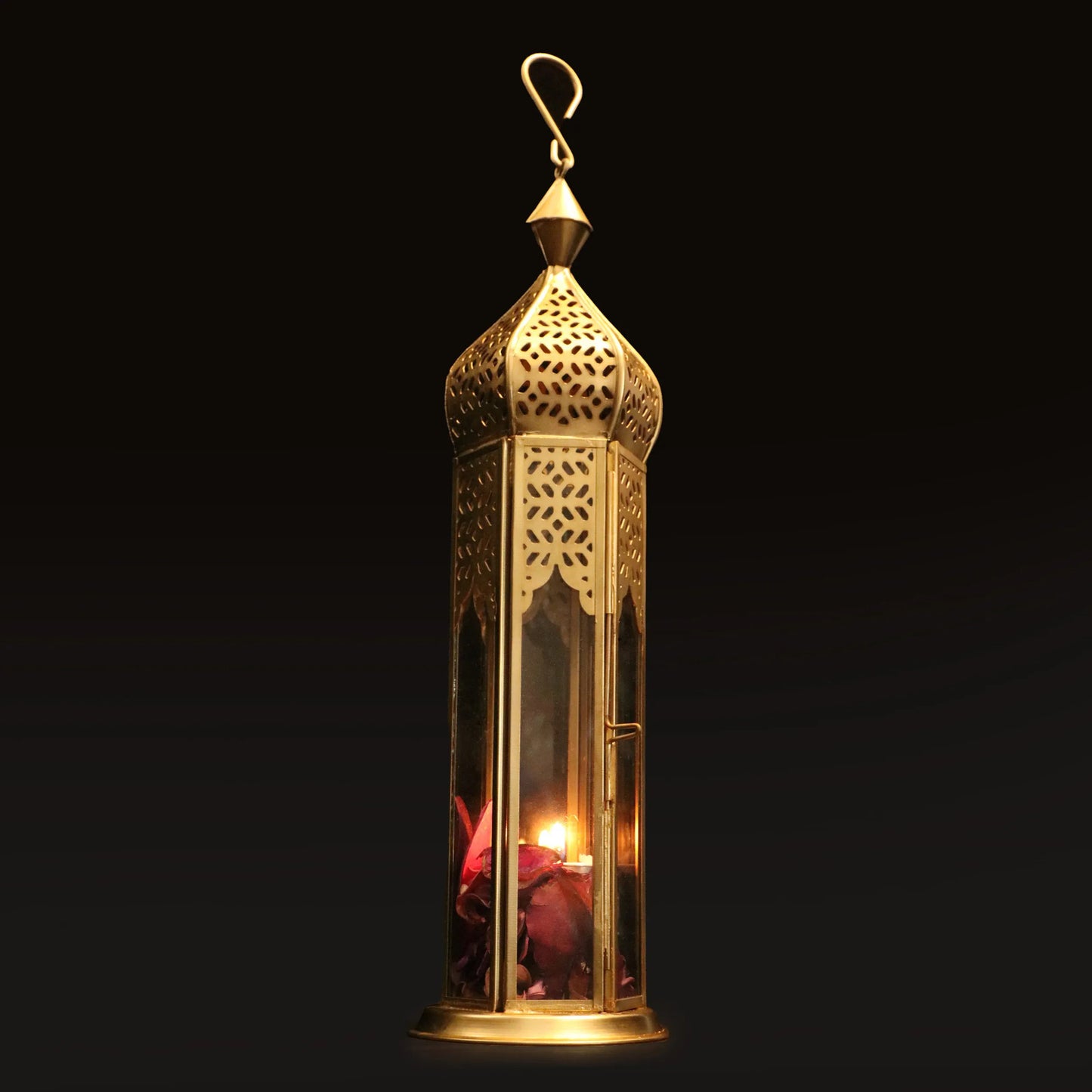 Arabian Tower Metal Lantern Light in antique gold - GL-4440B-BR