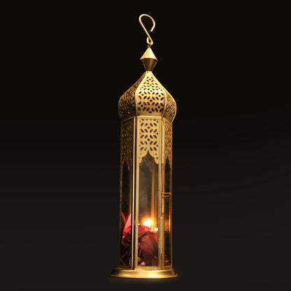 Arabian Tower Metal Lantern Light in antique gold - GL-4440B-BR