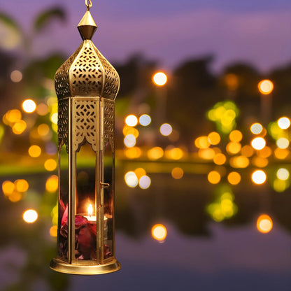 Arabian Tower Metal Lantern Light in antique gold - GL-4440B-BR