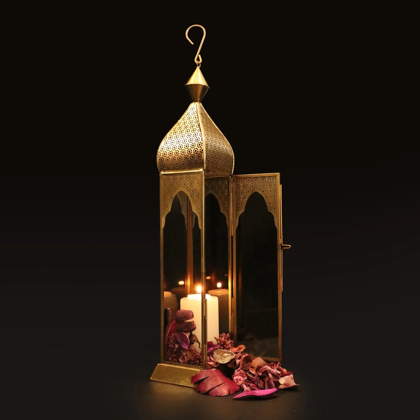 Tejo Tower Metal Lantern light in antique gold GL-4168B-BR