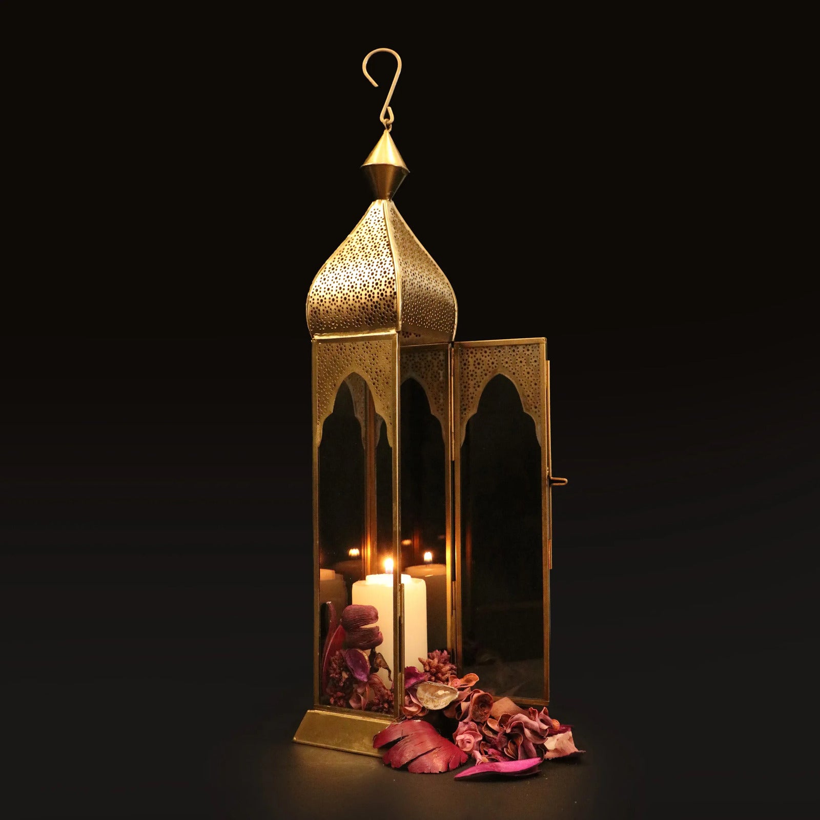Tejo Tower Metal Lantern light in antique gold GL-4168B-BR
