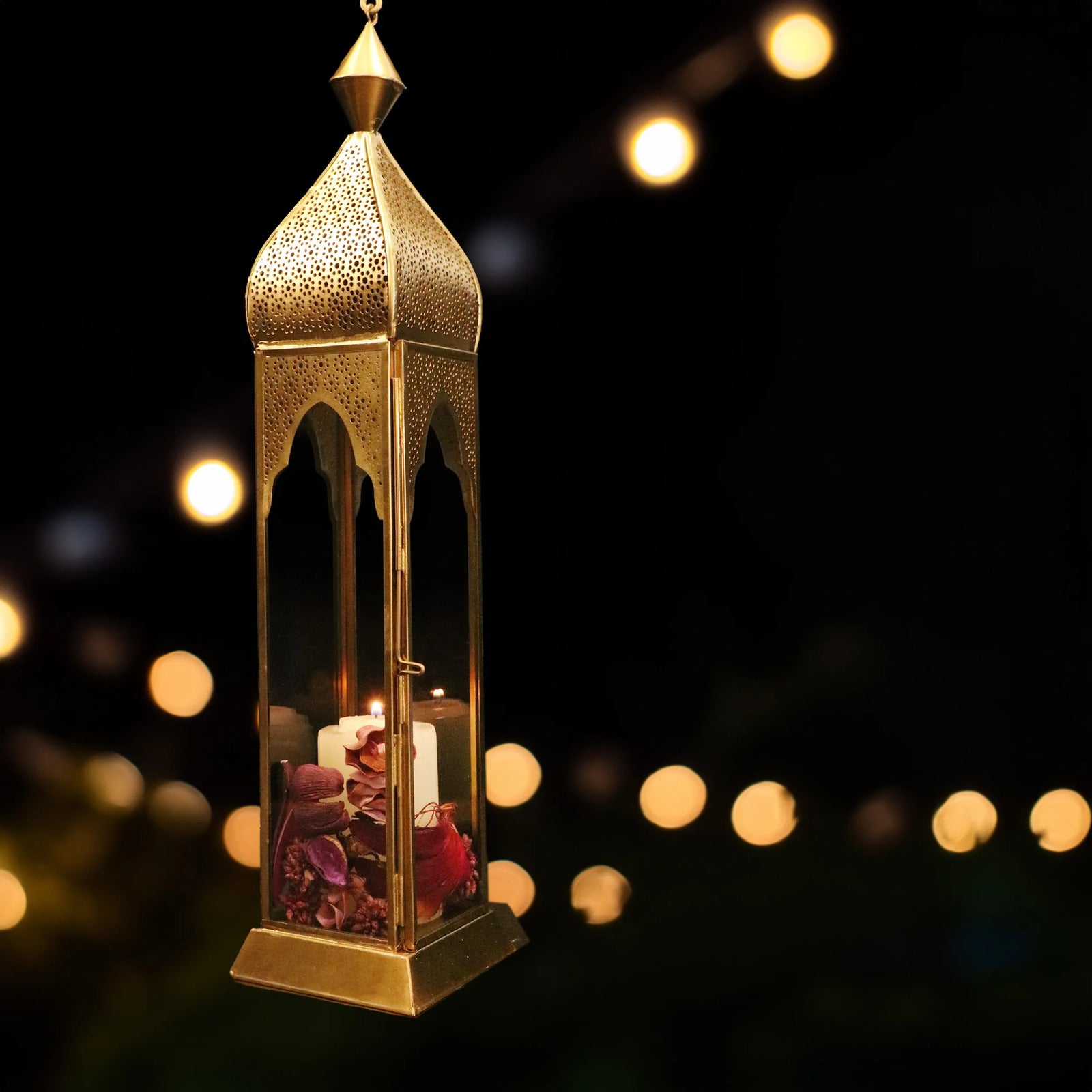 Tejo Tower Metal Lantern light in antique gold GL-4168B-BR