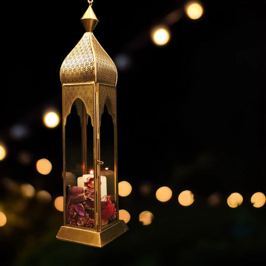 Tejo Tower Metal Lantern light in antique gold GL-4168B-BR
